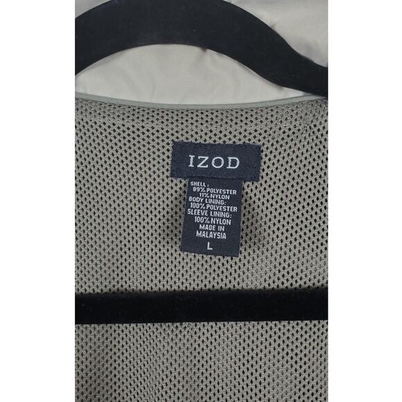 Vintage IZOD Lightweight Full Zip Golf Jacket Greenish/Grey Men Sz L PRE-OWNED - Picture 4 of 13